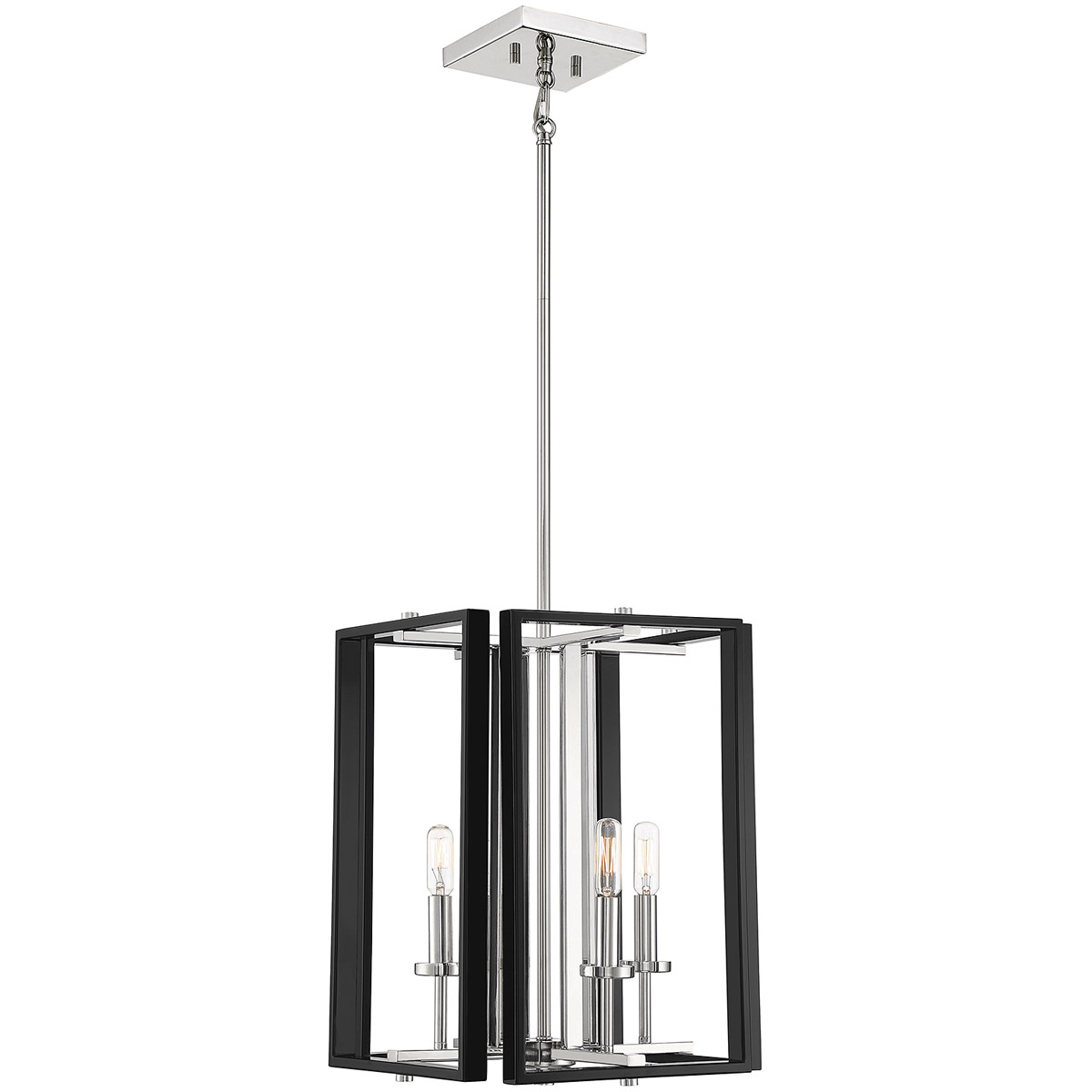 Champlin 4 Light 12.38 inch Black with Polished Nickel Accents Pendant Ceiling Light