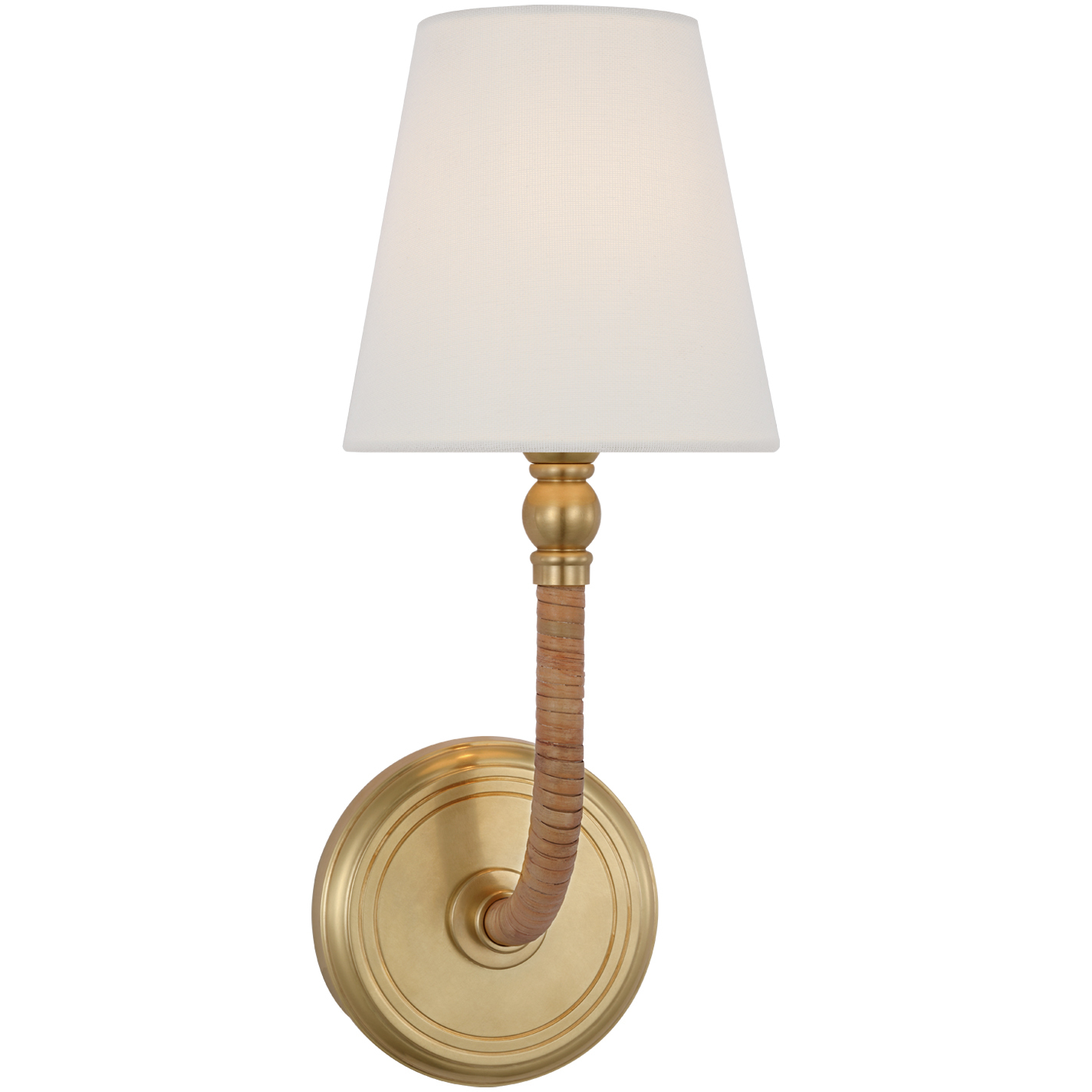 Chapman & Myers Basden LED 5.5 inch Antique-Burnished Brass and Natural Rattan Sconce Wall Light, Medium