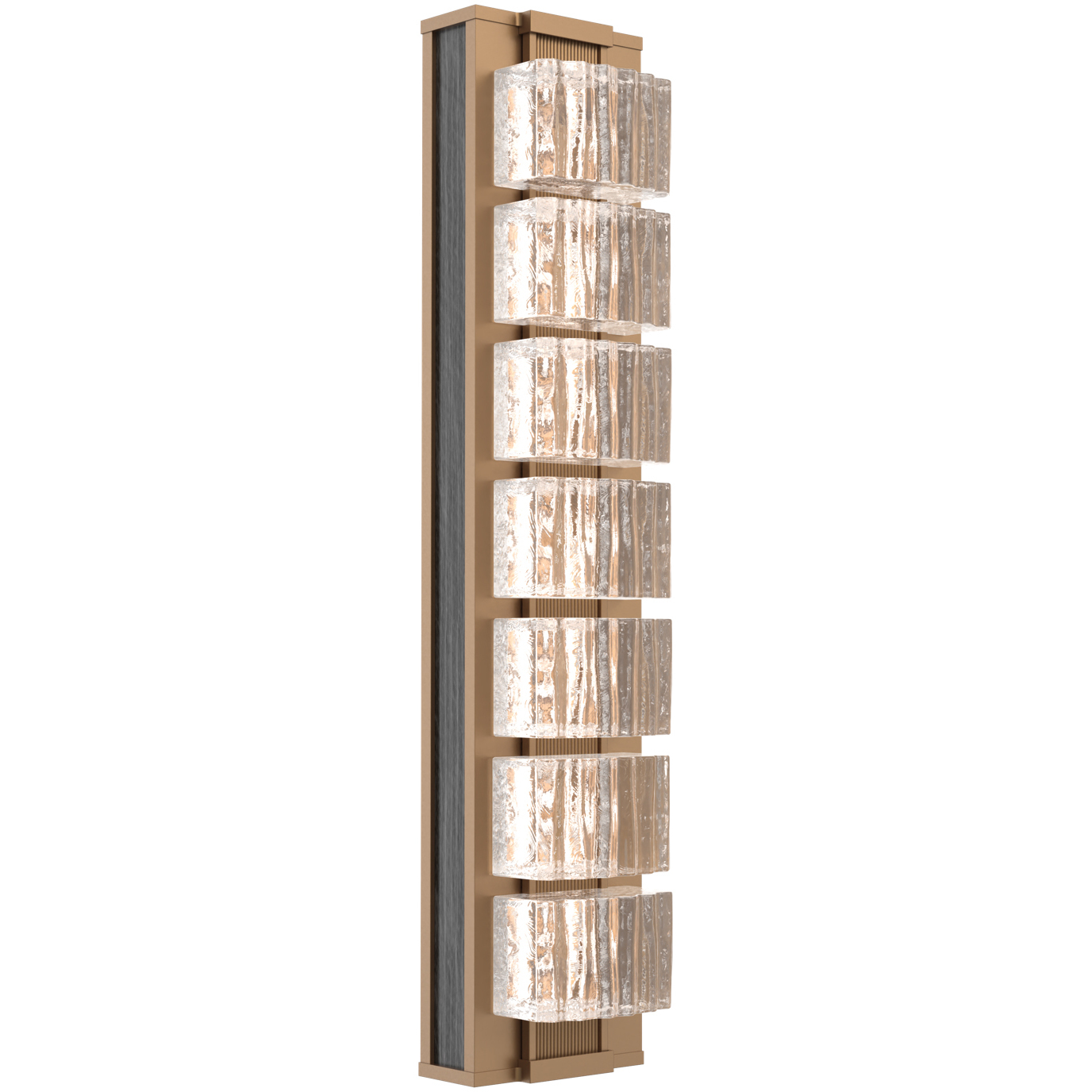 Tessera Sconce Wall Light in 2700K LED, Novel Brass with Dark Oak, Wave Cast, Medium