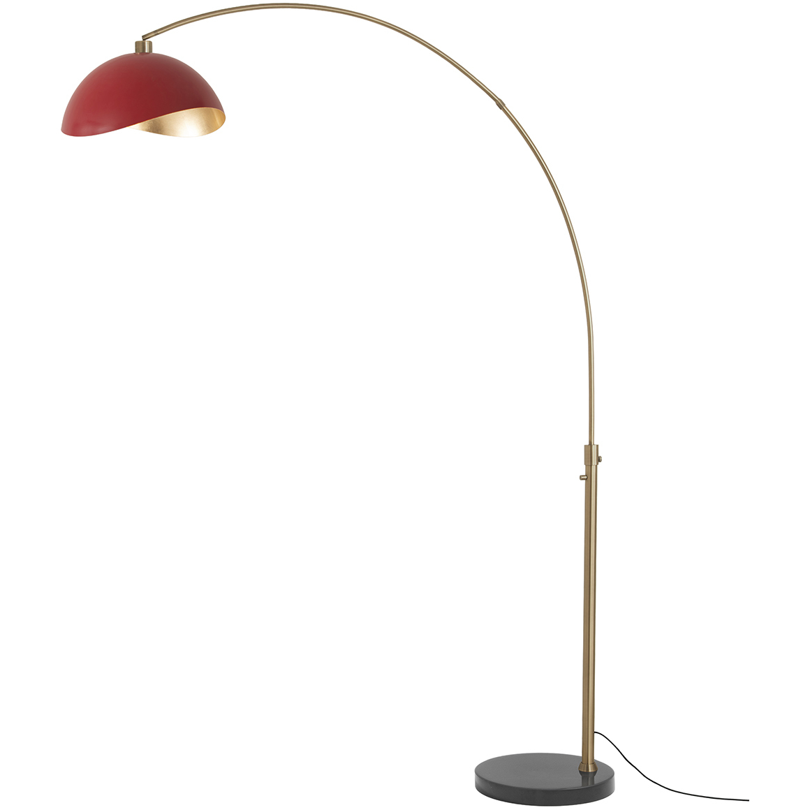 Luna Bella 92 inch 14 watt Weathered Brass and Black Arc Floor Lamp Portable Light in Matte Red and Gold Steel