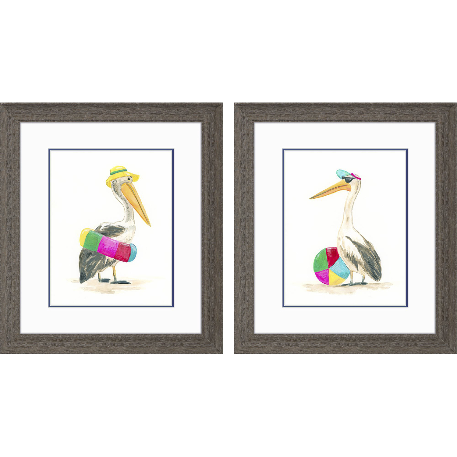 Beach Bum Multi and Blue and Pink and Yellow Framed Art, Propac