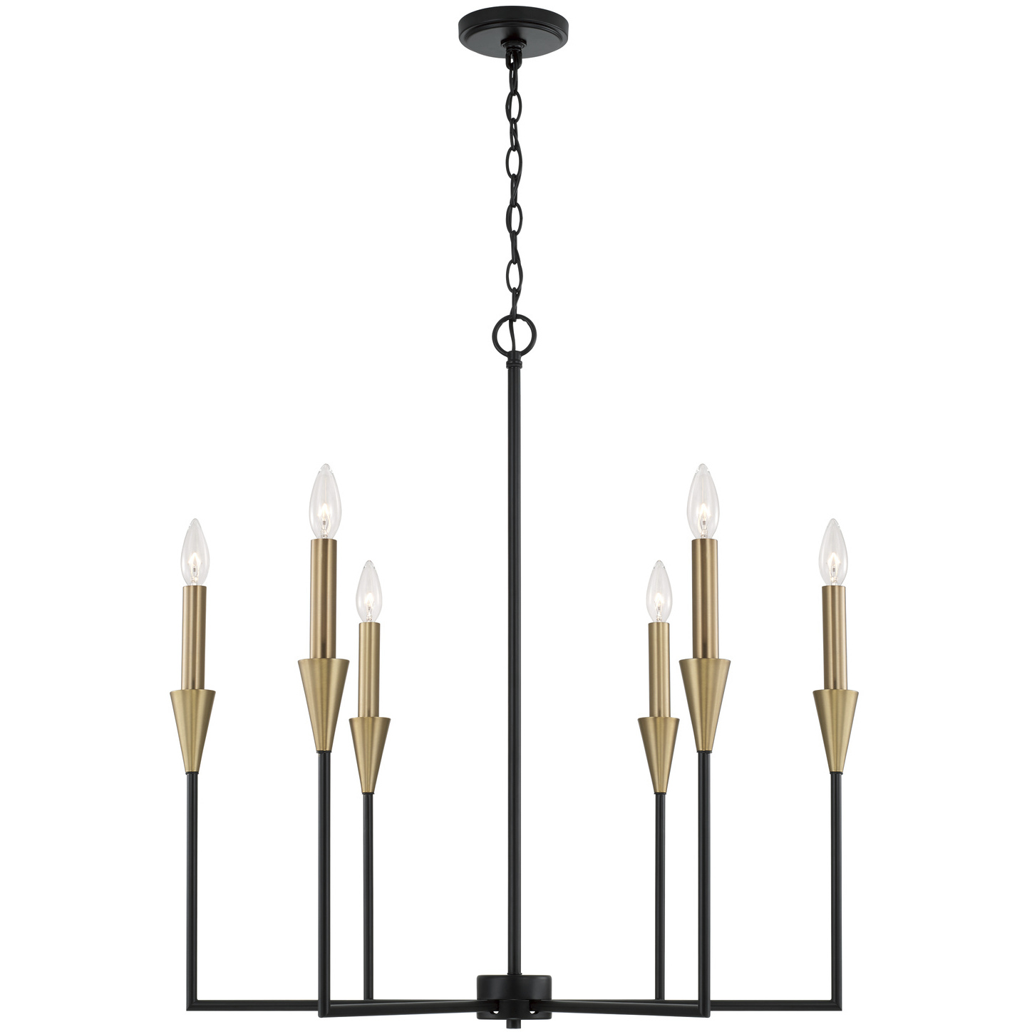 Avant 6 Light 29 inch Aged Brass and Black Chandelier Ceiling Light