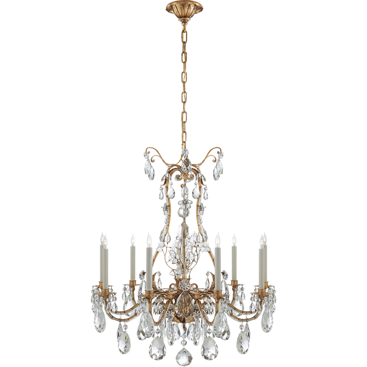 Thomas O'Brien Yves 9 Light 31 inch Gilded Iron Chandelier Ceiling Light