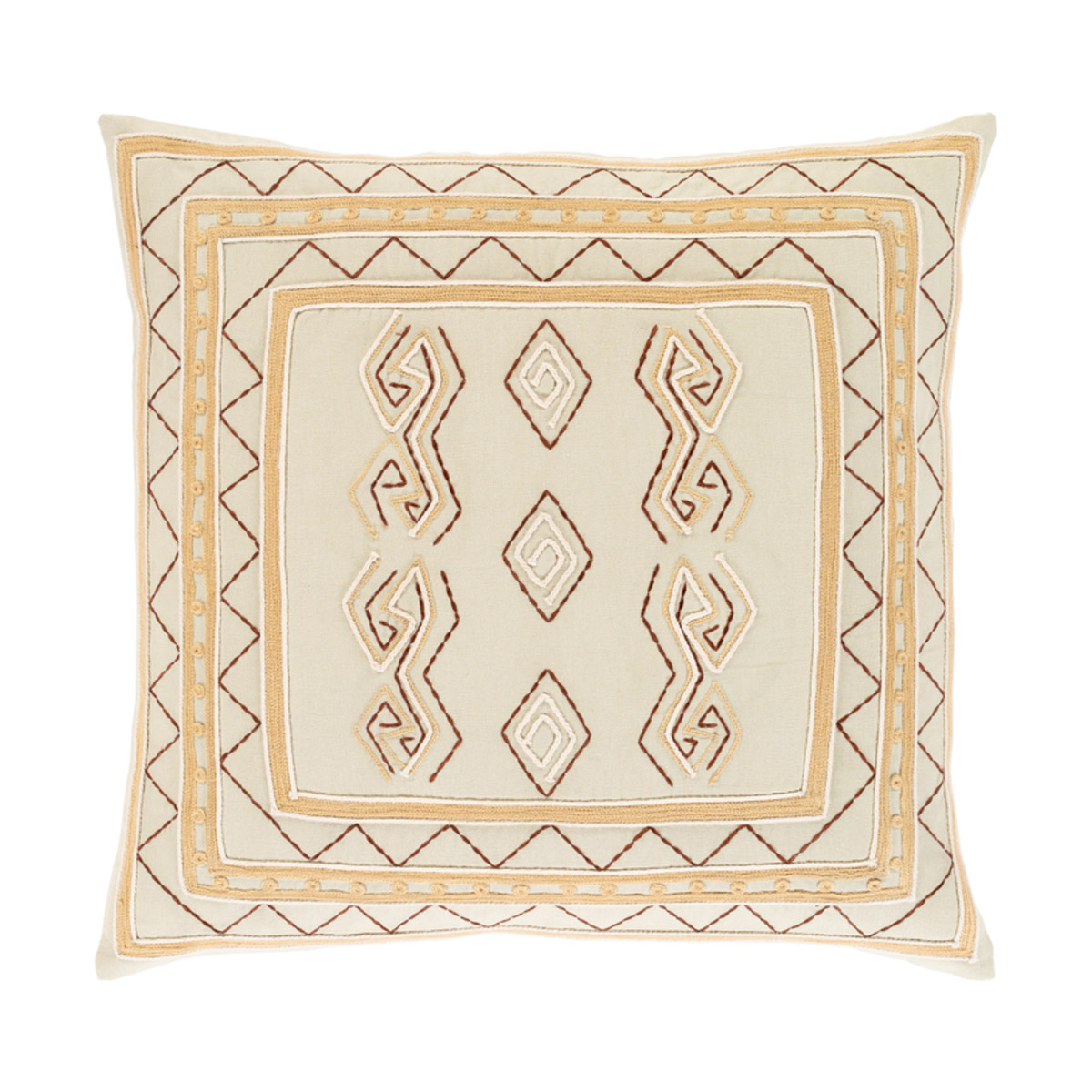 Zulu 20 X 20 inch Khaki/Wheat/Beige/Clay Pillow Kit, Square