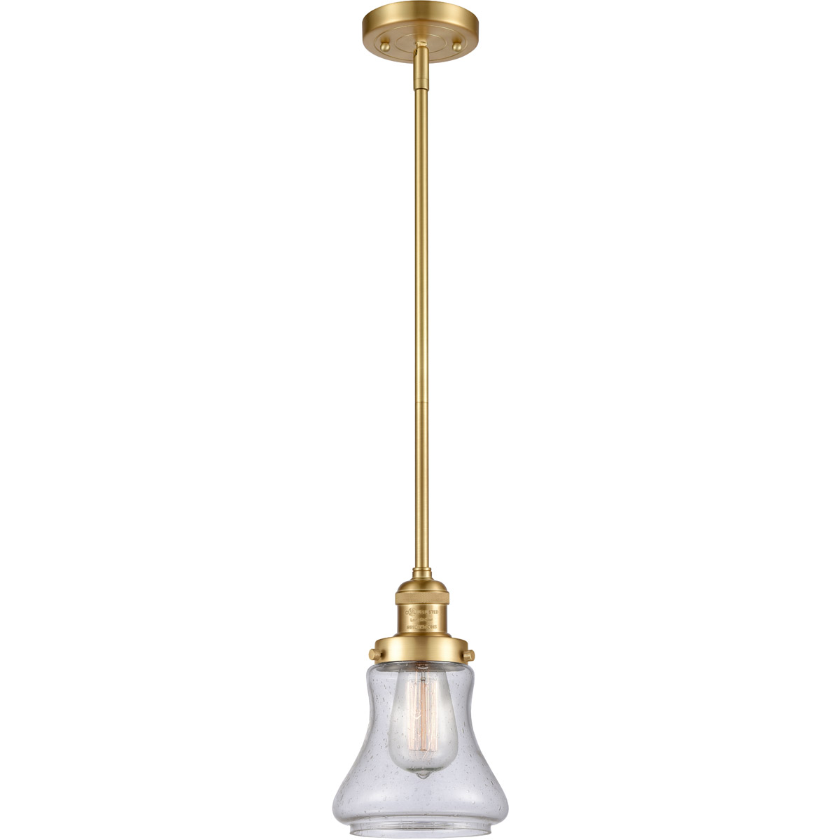 Franklin Restoration Bellmont 1 Light 7 inch Satin Gold Mini Pendant Ceiling Light in Seedy Glass, Franklin Restoration