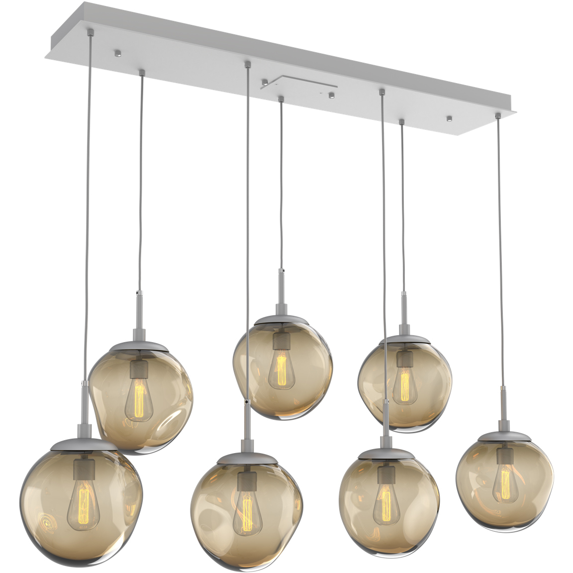 Aster Incandescent 7 Light Classic Silver Linear Pendant Ceiling Light in Bronze Aster, Multi-Pendant