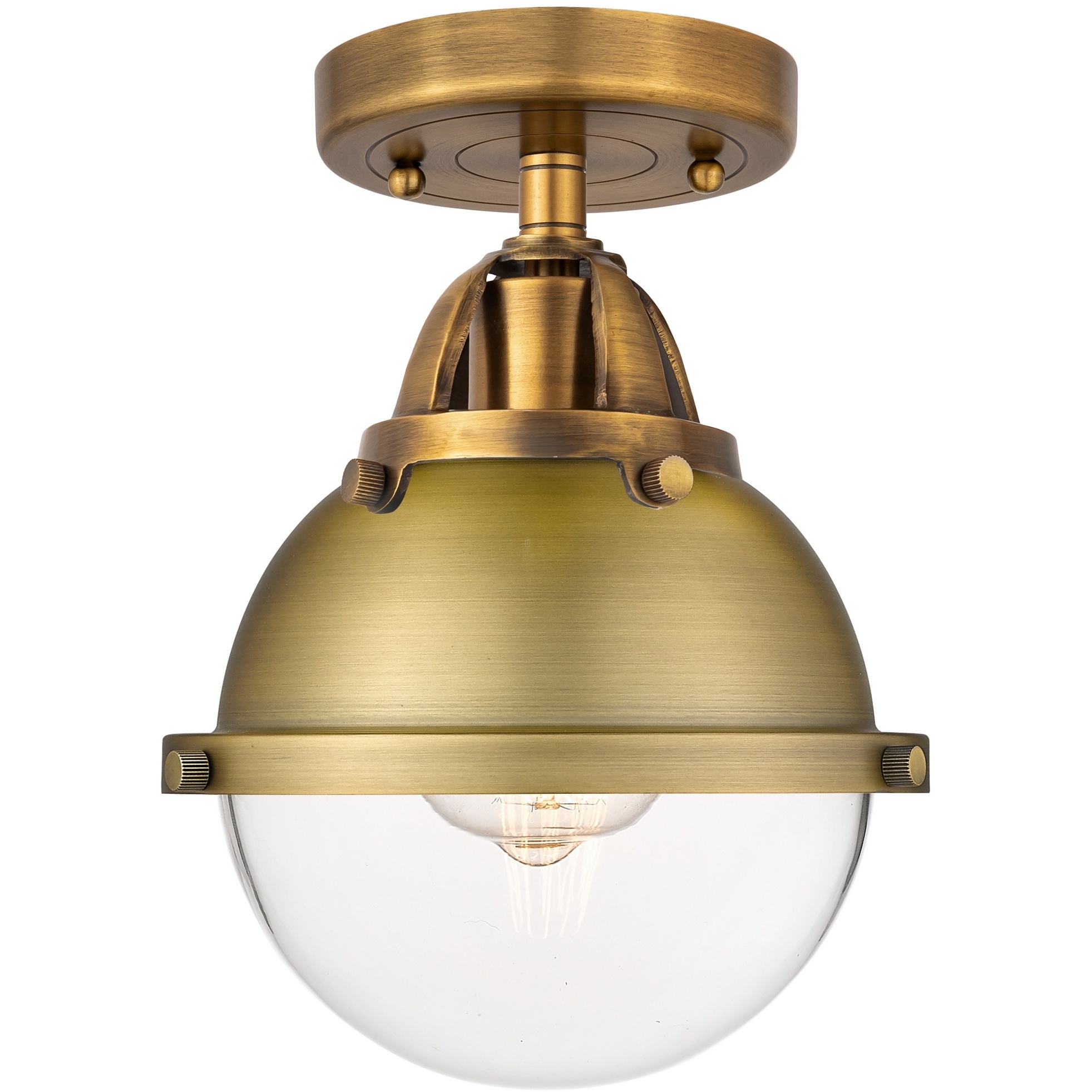Nouveau 2 Hampden 1 Light 7.25 inch Brushed Brass Semi-Flush Mount Ceiling Light in Clear Glass