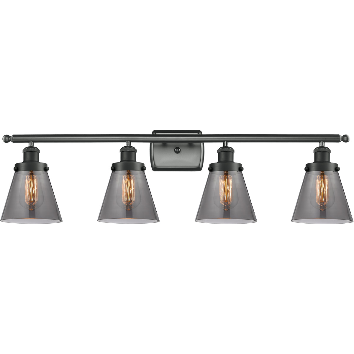 Ballston Small Cone LED 36 inch Matte Black Bath Vanity Light Wall Light in Plated Smoke Glass, Ballston