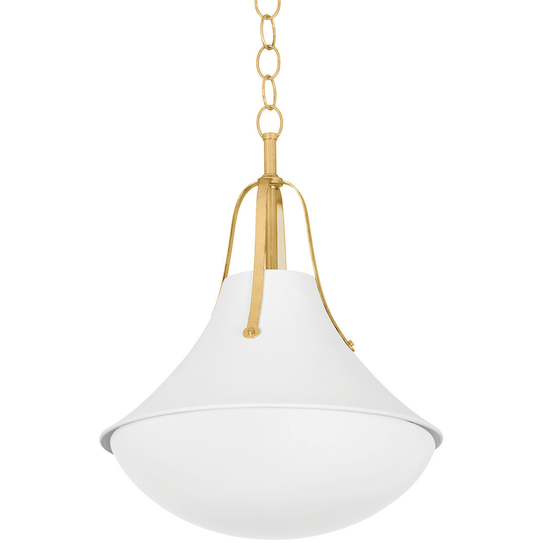 Coventry 1 Light 16 inch Vintage Gold Leaf and  White Plaster Pendant Ceiling Light