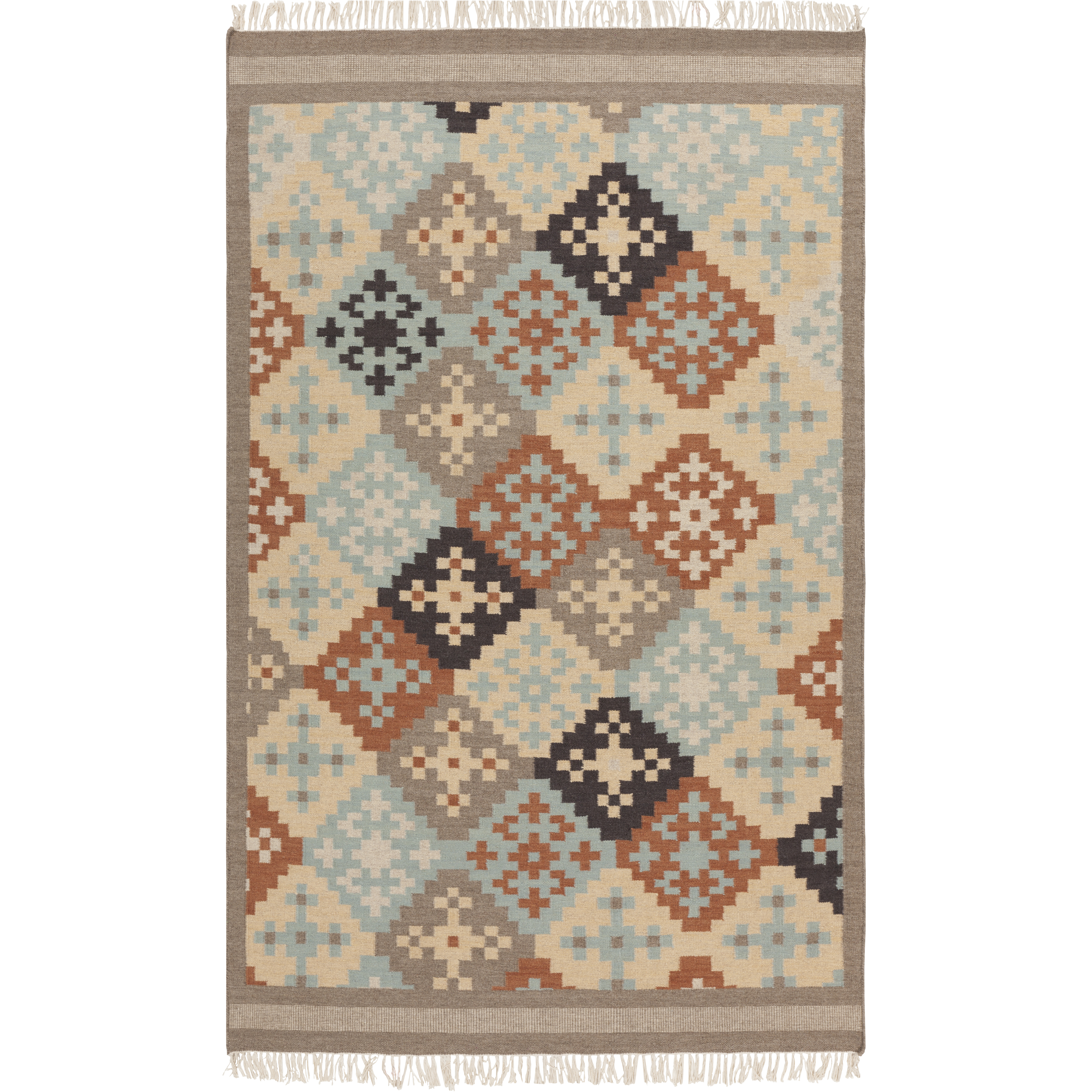 Jewel Tone II 66 X 42 inch Beige, Camel, Sage, Tan, Dark Brown, Wheat Rug