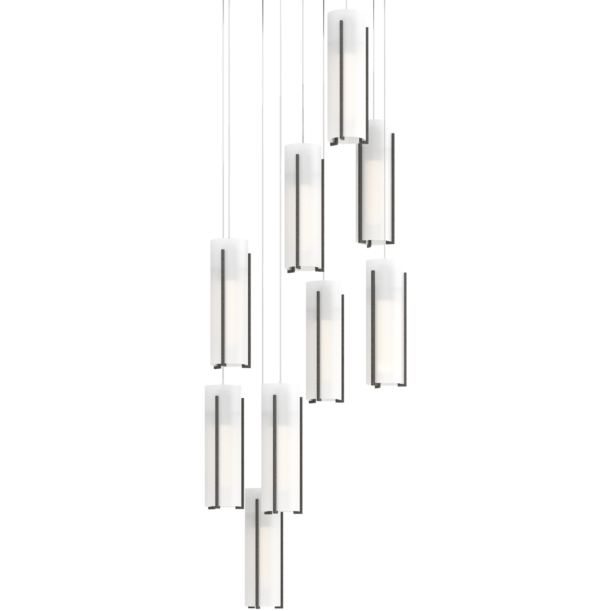 Exos Glass 9 Light 20.5 inch Natural Iron Pendant Ceiling Light in Opal, Long