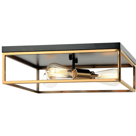 Clarke 3 Light 16 inch Black and Aged Gold Brass Flush Mount Ceiling Light