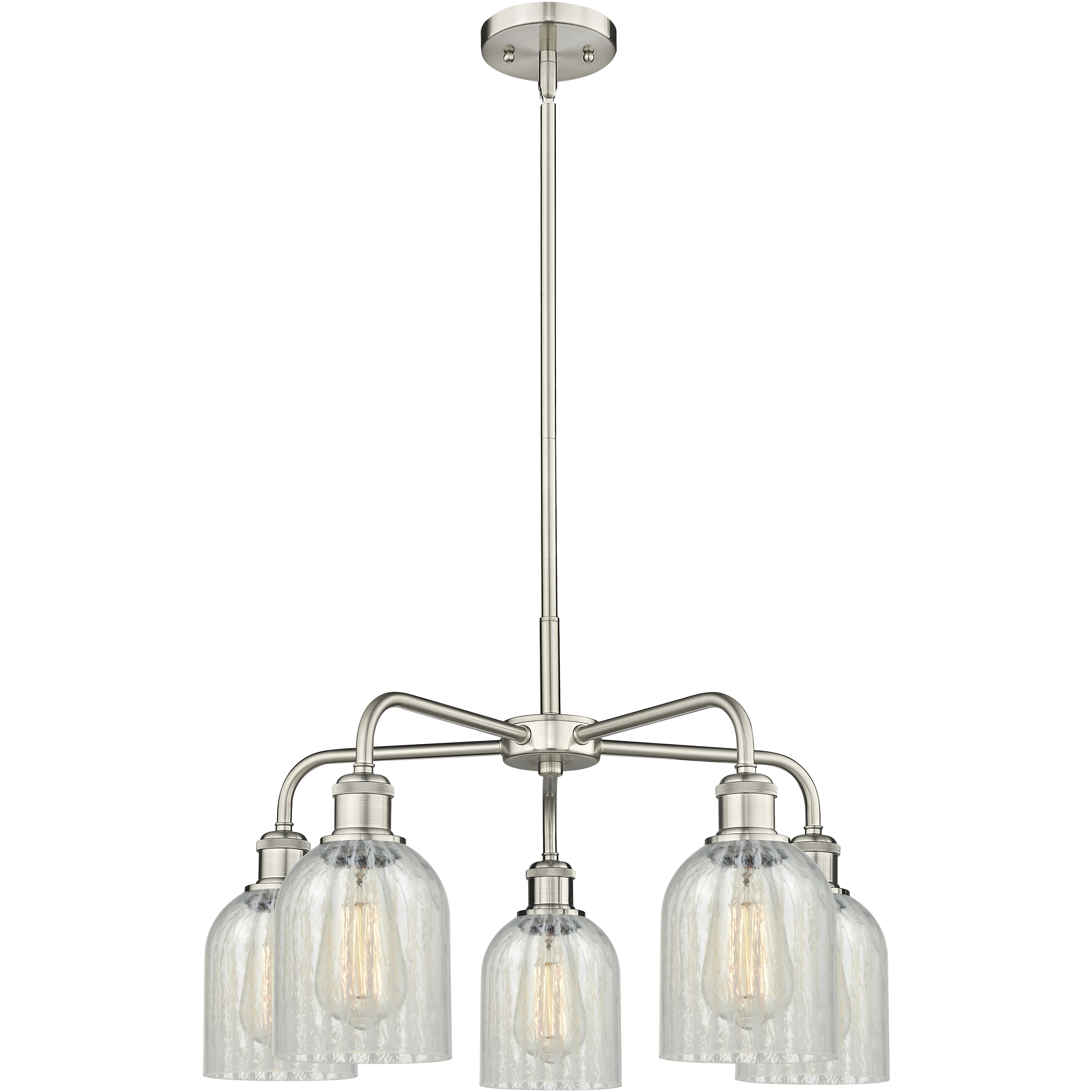 Caledonia 5 Light 23 inch Satin Nickel Chandelier Ceiling Light in Mouchette Glass