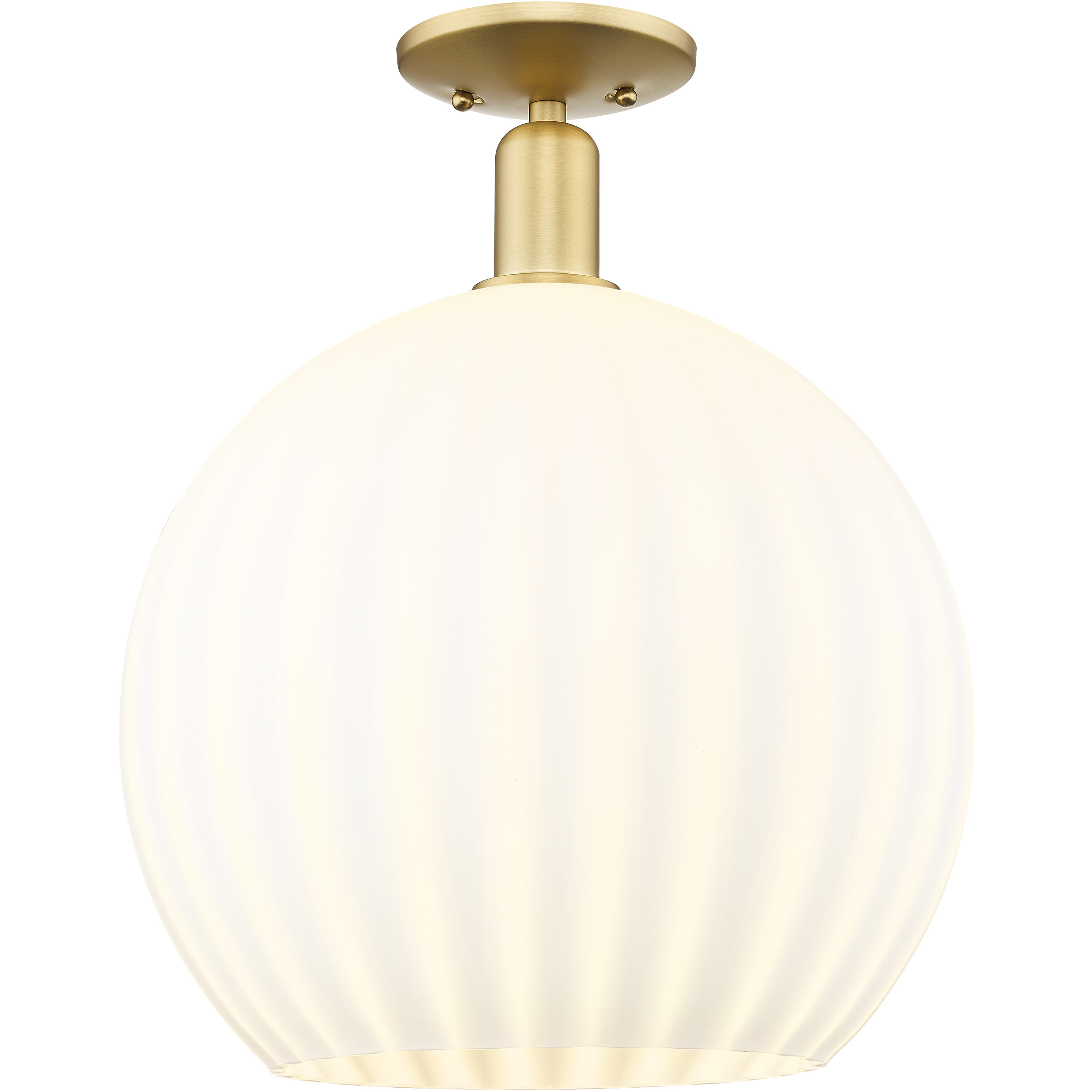 Arcadia White Venetian 1 Light 13.75 inch Satin Gold Semi-Flush Mount Ceiling Light