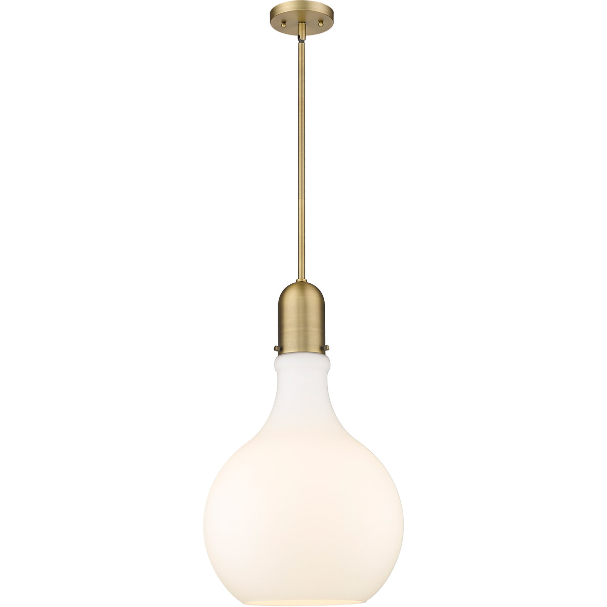 Amherst LED 13.75 inch Brushed Brass Pendant Ceiling Light in Matte White Glass