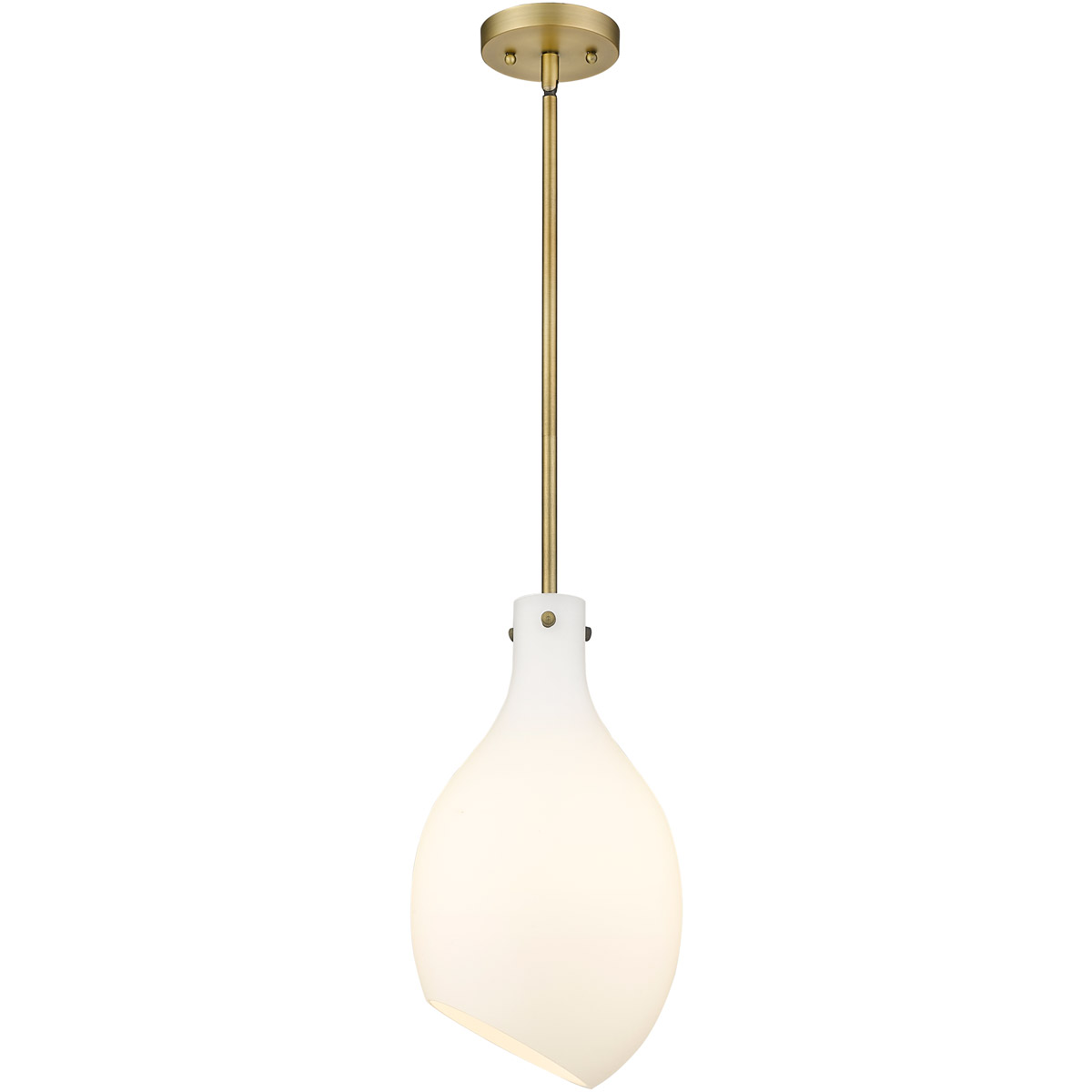 Salem LED 8.5 inch Brushed Brass Mini Pendant Ceiling Light in Matte White Glass