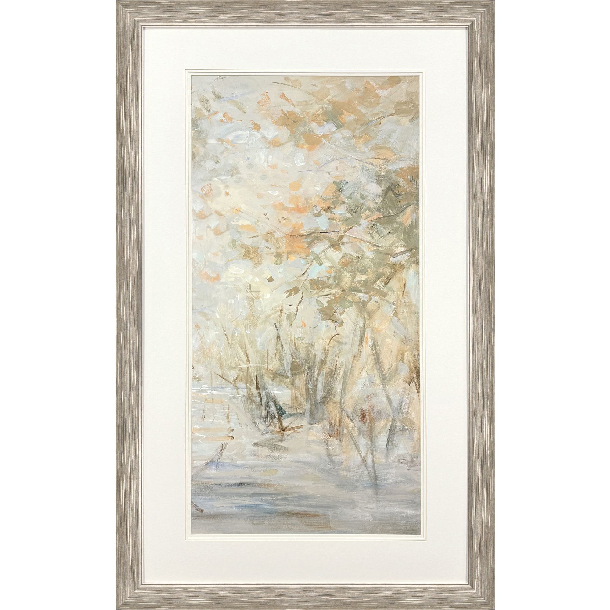 Illuminated Landscape White and Beige and Orange Framed Art