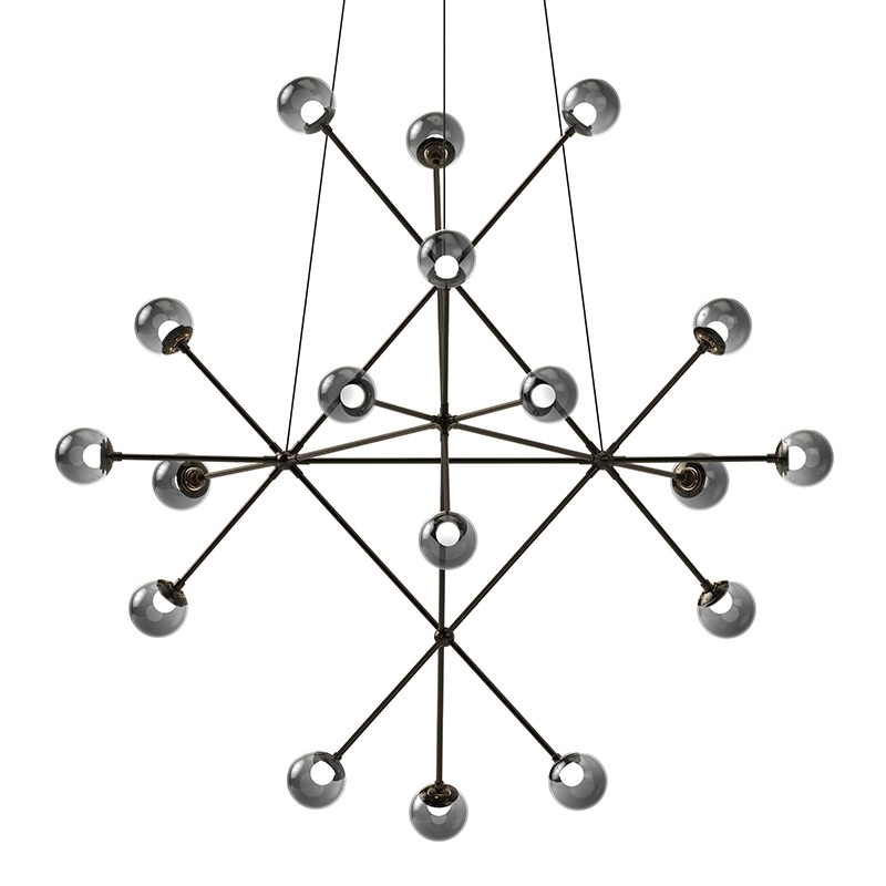 Proton LED 40 inch Polished Black Nickel Pendant Ceiling Light in Smoke Glass