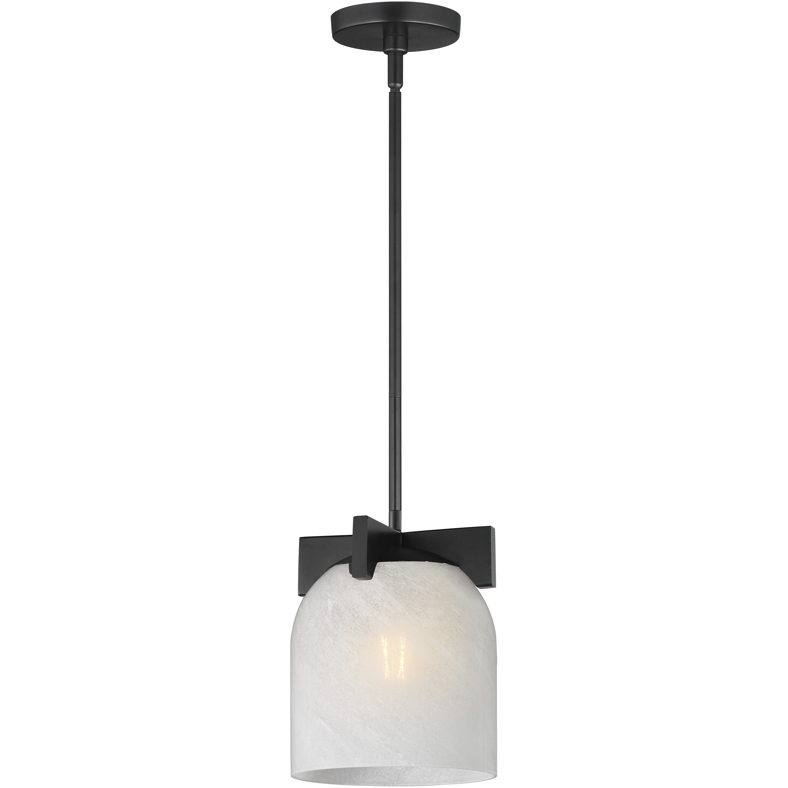 Scoop 1 Light 8 inch Black Single Pendant Ceiling Light in Marble