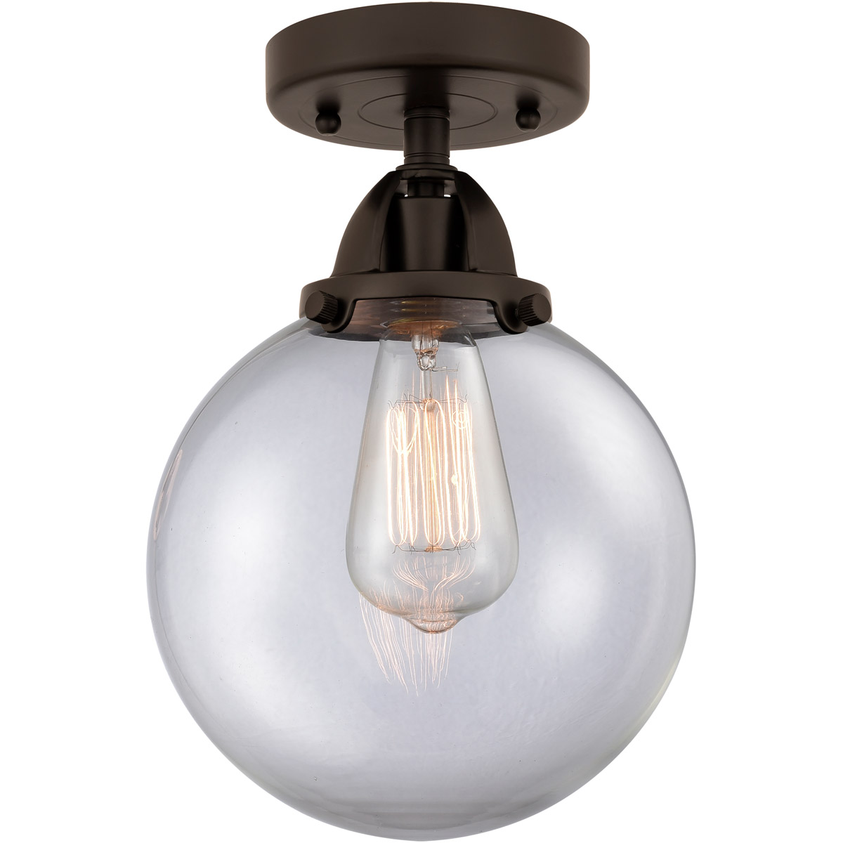 Nouveau 2 Beacon 1 Light 8 inch Oil Rubbed Bronze Semi-Flush Mount Ceiling Light in Clear Glass