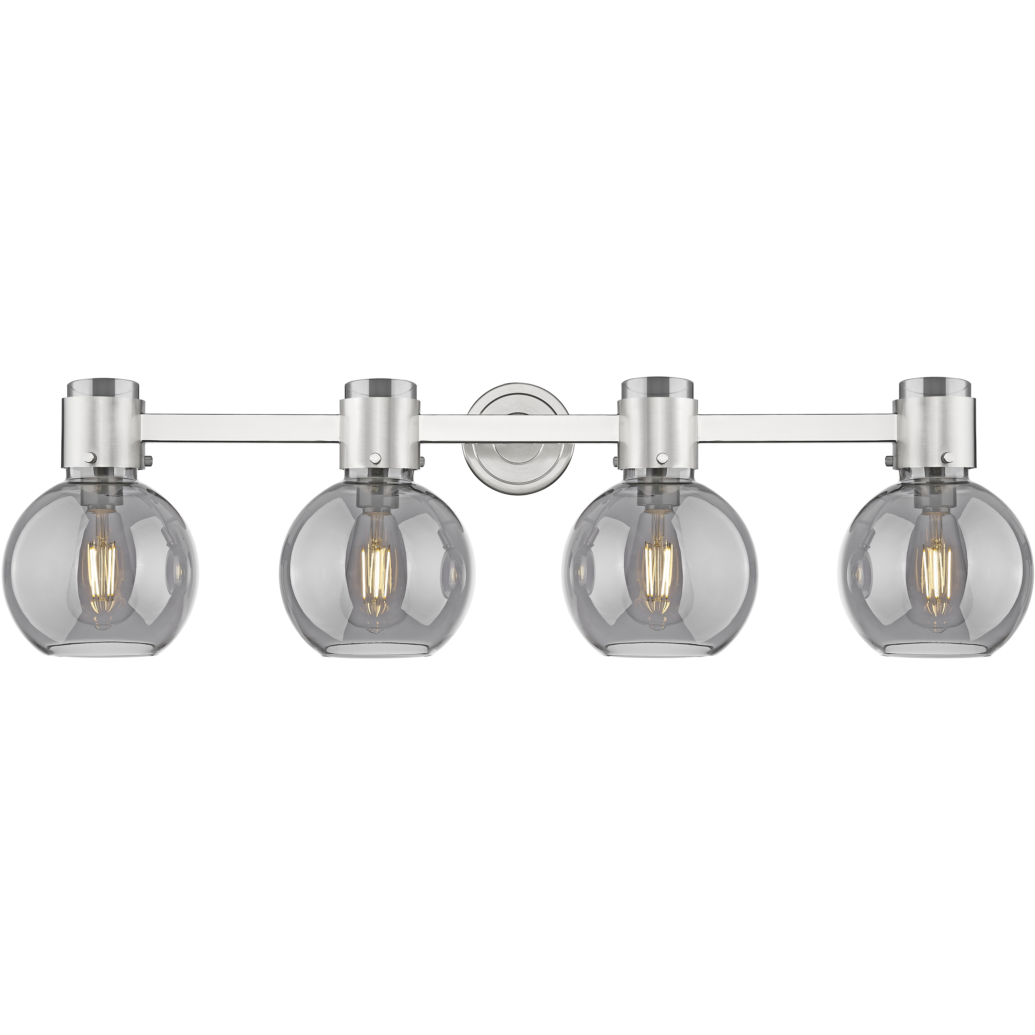 Lawton Sphere 4 Light 34 inch Brushed Satin Nickel Bath Vanity Light Wall Light in Light Smoke Glass