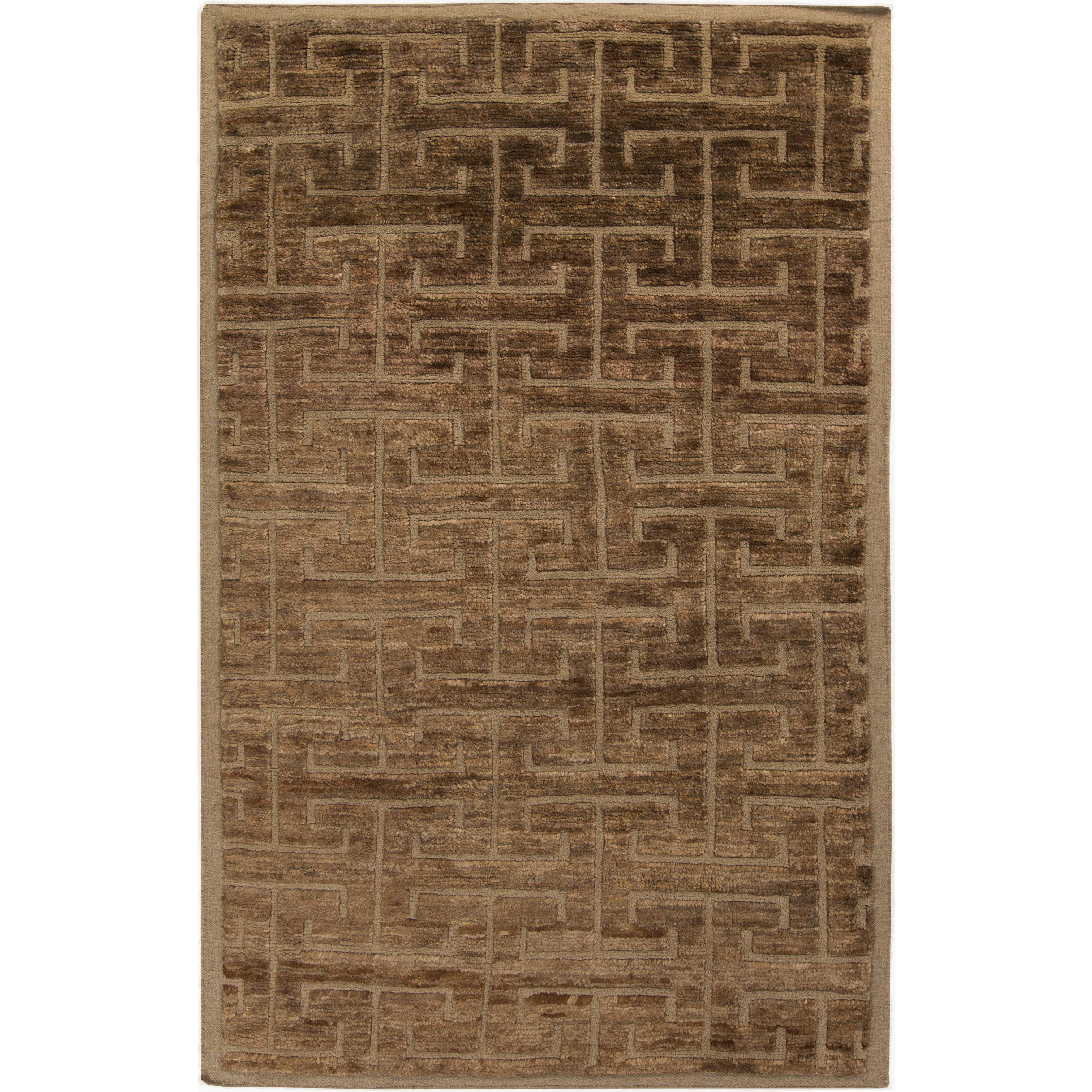 Papyrus 36 X 24 inch Camel, Dark Brown Rug