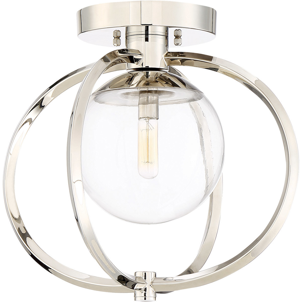 Piltz 1 Light 14.5 inch Polished Nickel Semi Flush Ceiling Light