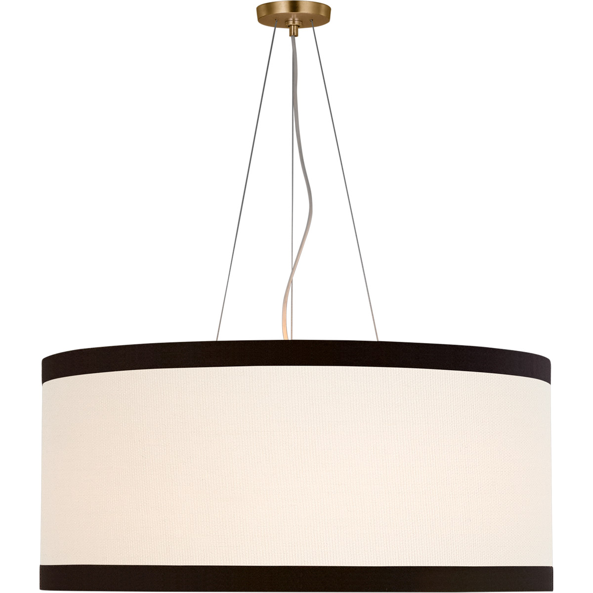 kate spade new york Walker LED 30 inch Gild Hanging Shade Ceiling Light in Cream Linen with Black Linen Trim, Large