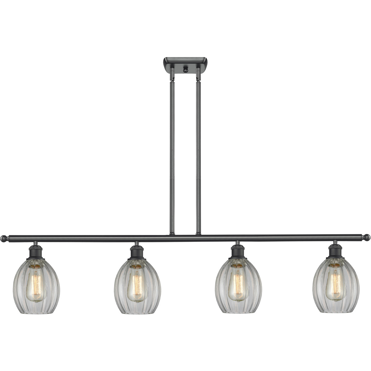 Ballston Eaton 4 Light 48 inch Matte Black Island Light Ceiling Light in Clear Glass, Ballston