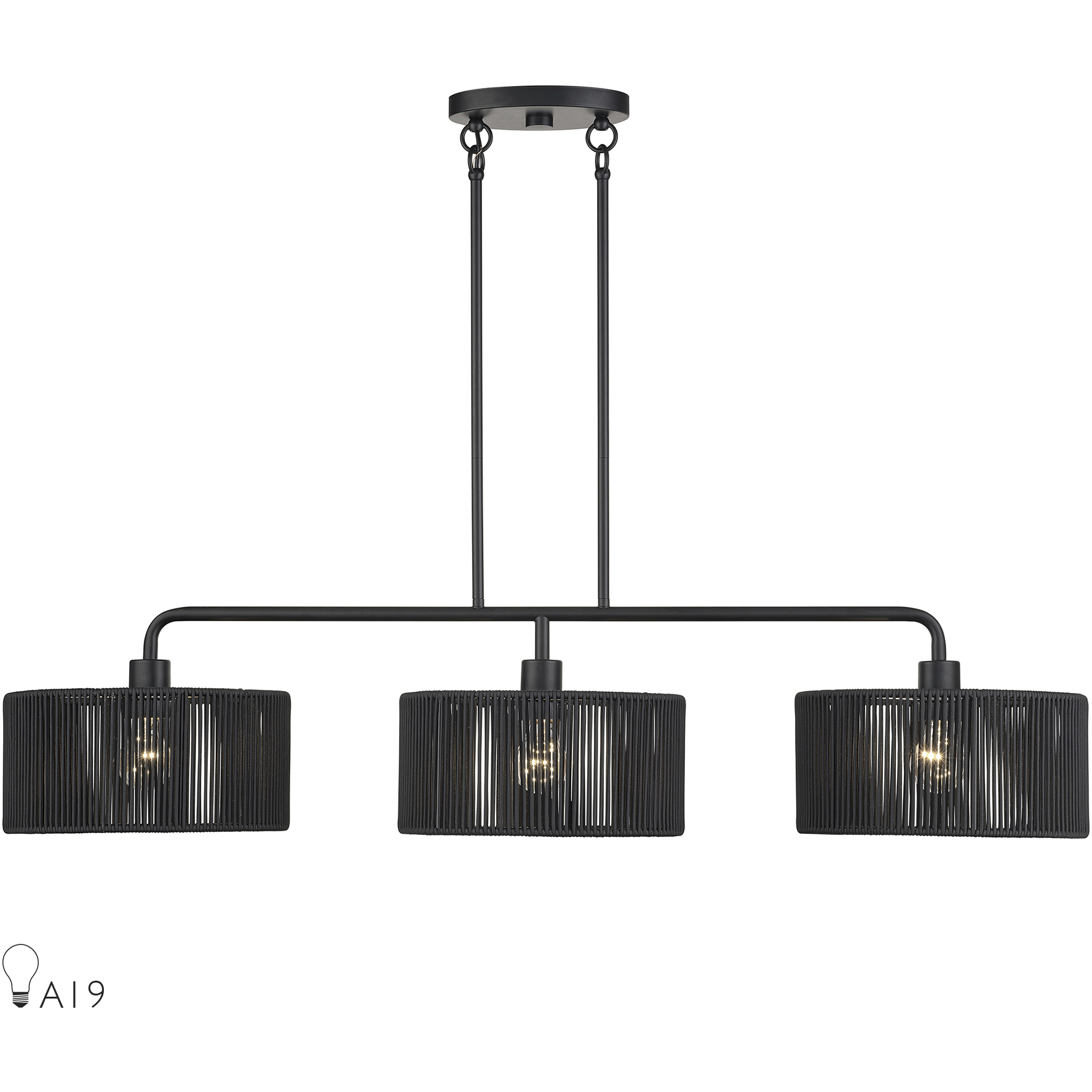 Acordia 3 Light 46 inch Black Linear Chandelier Ceiling Light, Extra Large